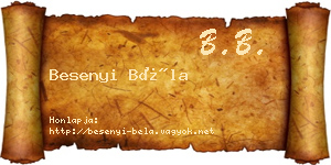 Besenyi Béla névjegykártya